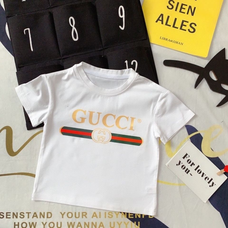 D-baby 1-12y Casual Kids Boys Girls Cartoon letters Printing Basic Style Daily Short Sleeve T-shirt Tops