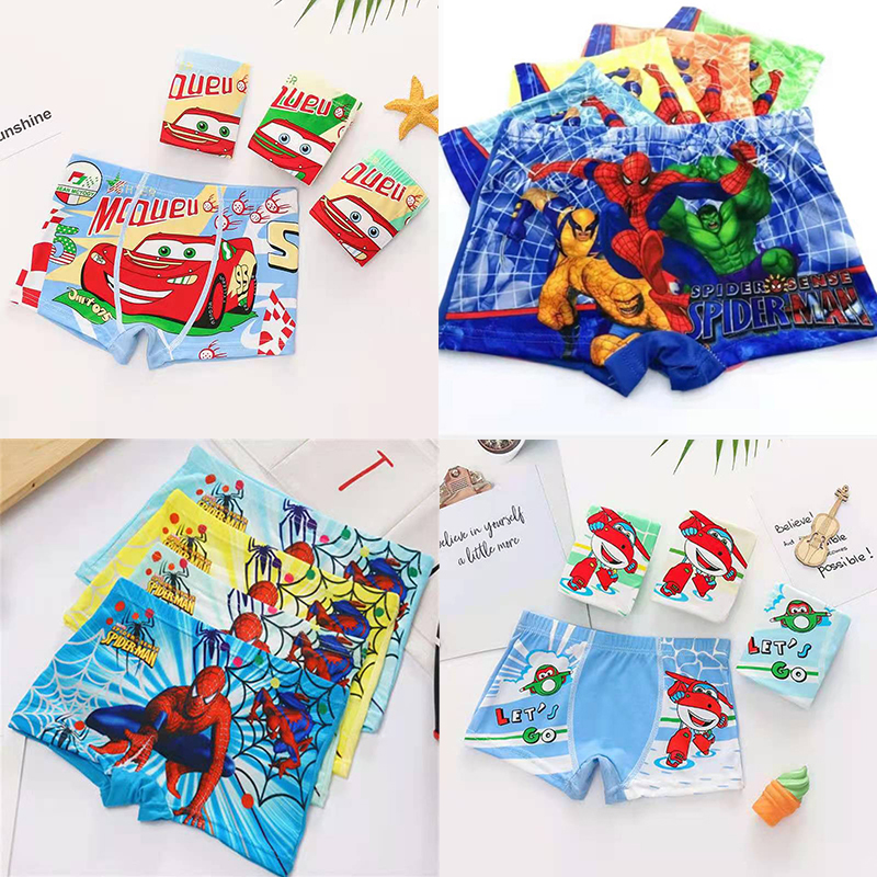 D-baby 4PCS (2-9Y) Little Big Boys Soft Modal+Cotton Boxer Briefs Underwear Print