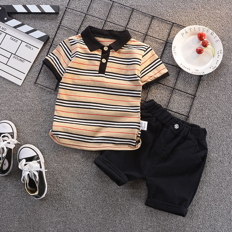 D-baby Hot New 2Pcs Fashion Baby Boys Top+Pants Clothes Set Cotton Material Infant Clothing Set