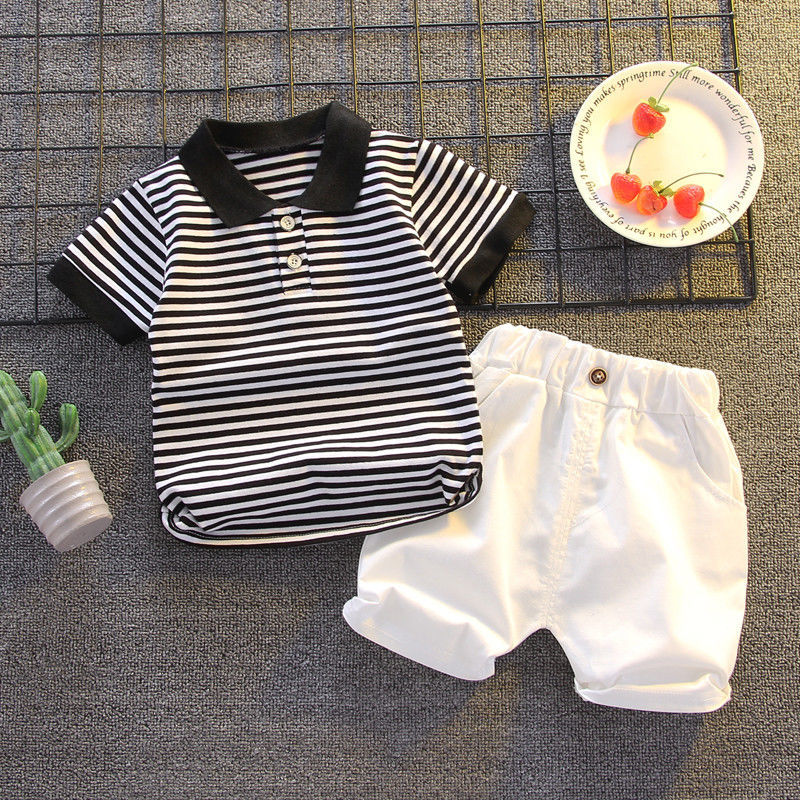 D-baby Hot New 2Pcs Fashion Baby Boys Top+Pants Clothes Set Cotton Material Infant Clothing Set