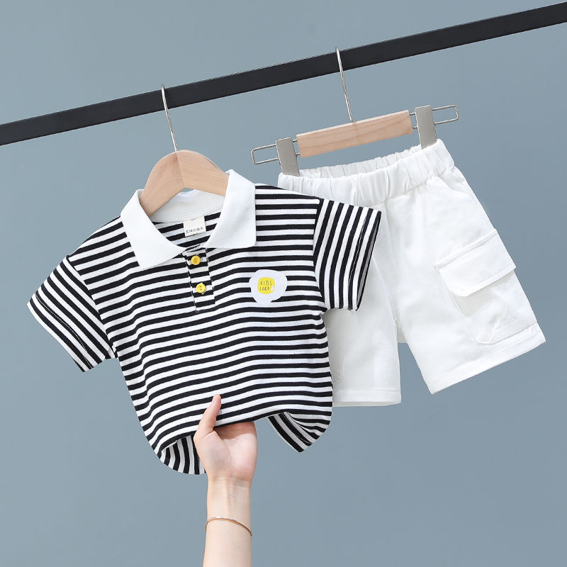 D-baby Hot New 2Pcs Fashion Baby Boys Top+Pants Clothes Set Cotton Material Infant Clothing Set