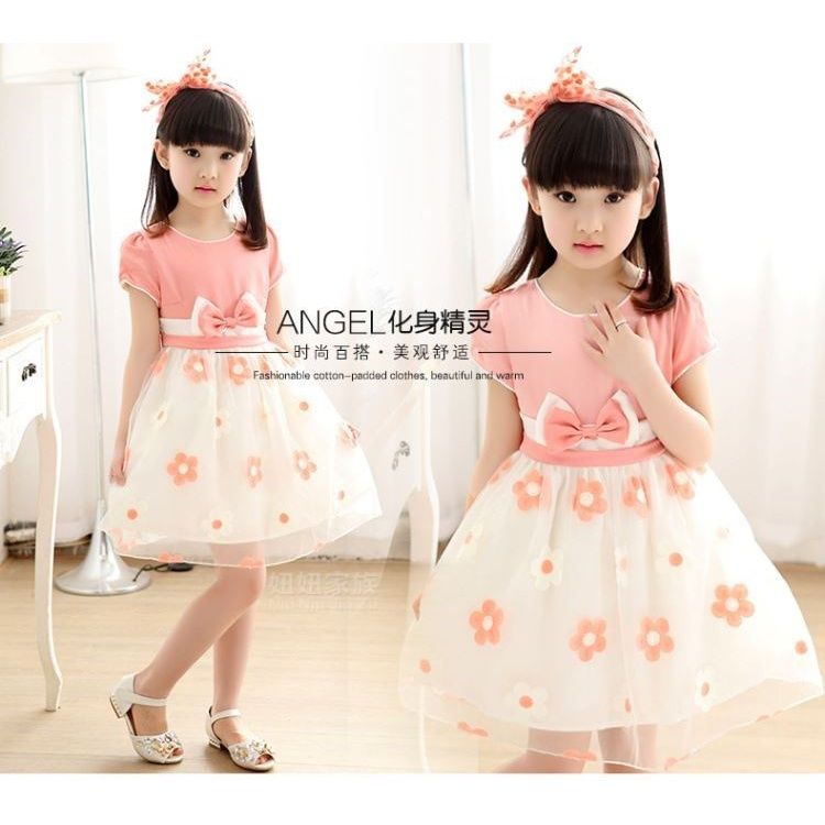 D-baby 1PC Girl elegant flower princess dress kids wedding dress party dress performance clothes