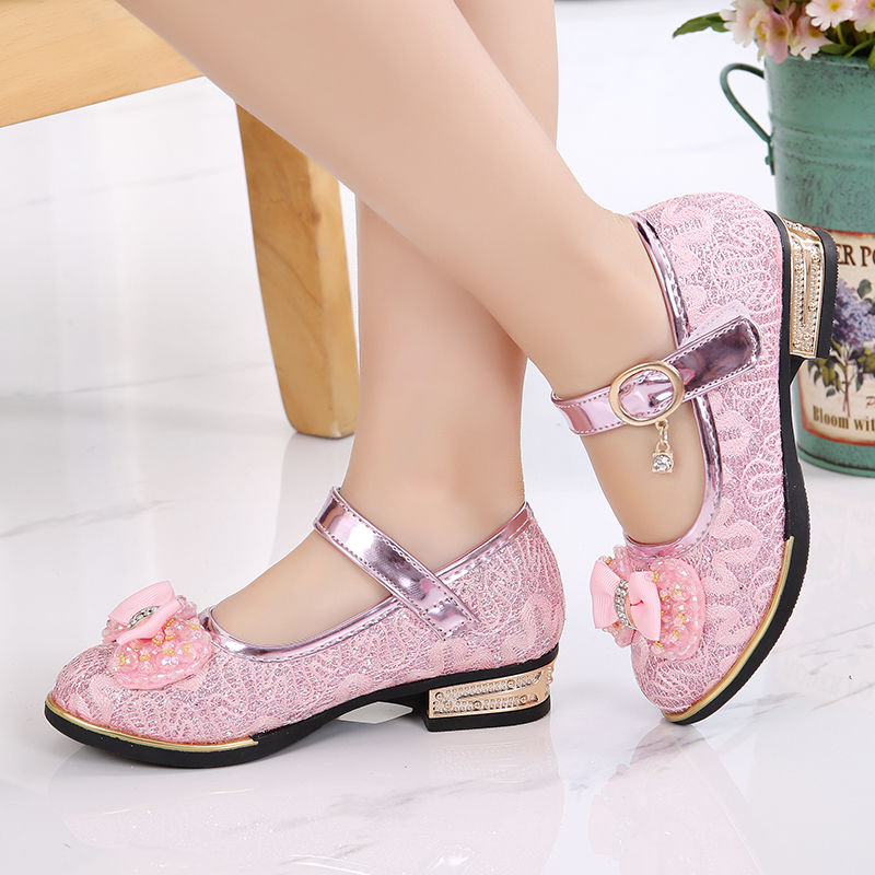 D-baby Elsa Fashion Children glittering kids girls shoes Princess dancing Shoes dress shoes