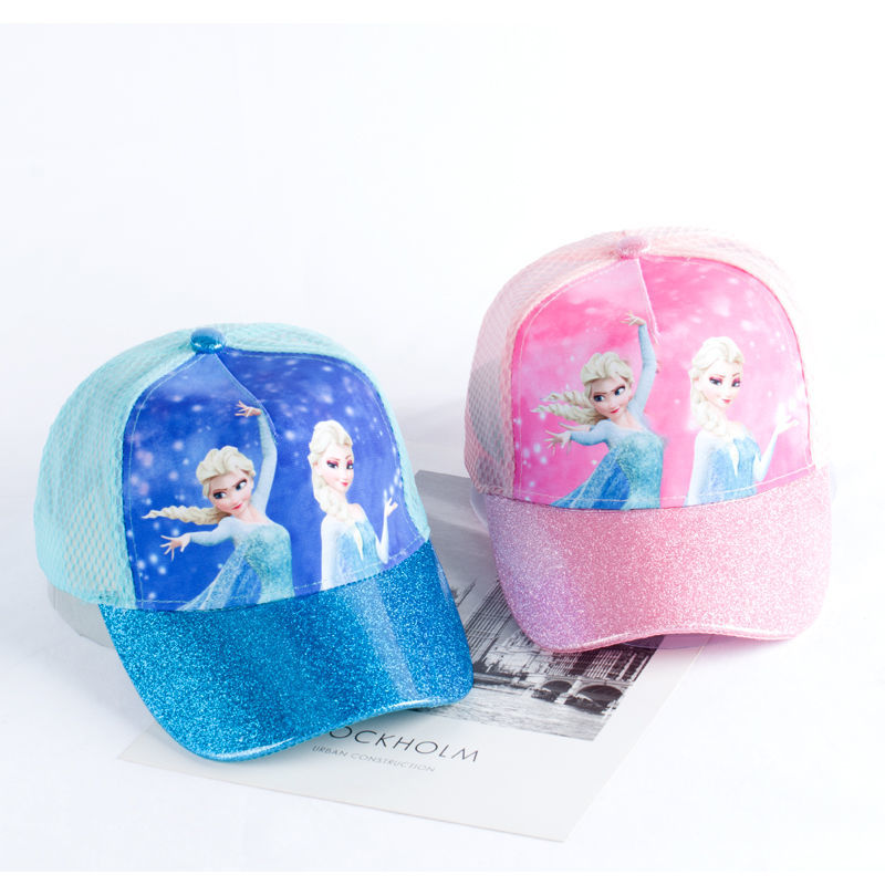 D-baby Girls Hat Cartoon Frozen Elsa Pattern Hat Baby Baseball Caps Kids Girls Hip Hop Hats