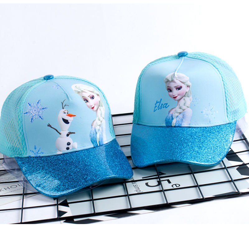 D-baby Girls Hat Cartoon Frozen Elsa Pattern Hat Baby Baseball Caps Kids Girls Hip Hop Hats