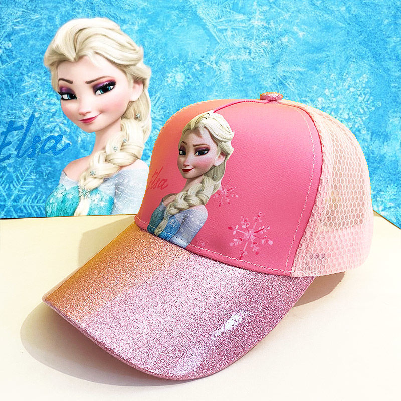D-baby Girls Hat Cartoon Frozen Elsa Pattern Hat Baby Baseball Caps Kids Girls Hip Hop Hats