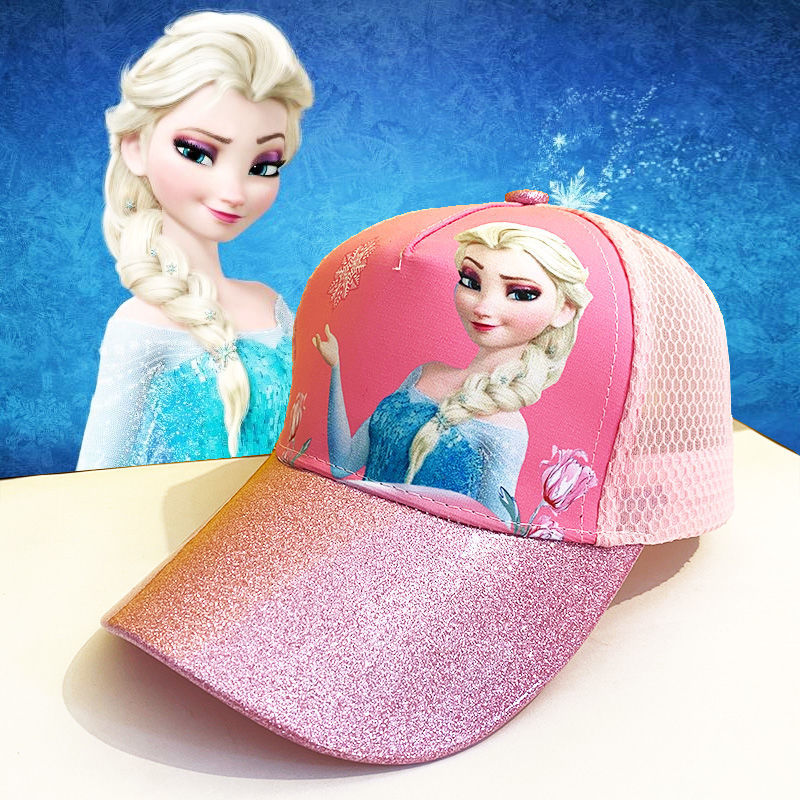 D-baby Girls Hat Cartoon Frozen Elsa Pattern Hat Baby Baseball Caps Kids Girls Hip Hop Hats