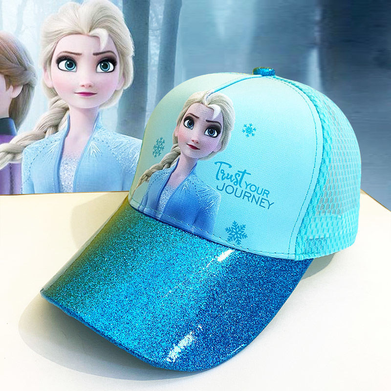 D-baby Girls Hat Cartoon Frozen Elsa Pattern Hat Baby Baseball Caps Kids Girls Hip Hop Hats