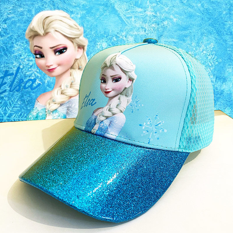 D-baby Girls Hat Cartoon Frozen Elsa Pattern Hat Baby Baseball Caps Kids Girls Hip Hop Hats