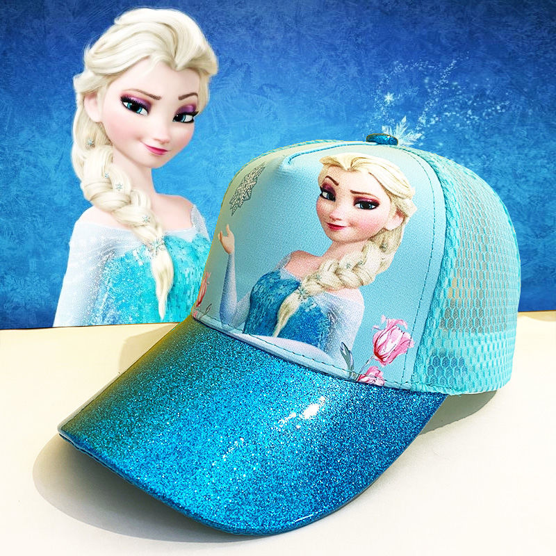 D-baby Girls Hat Cartoon Frozen Elsa Pattern Hat Baby Baseball Caps Kids Girls Hip Hop Hats