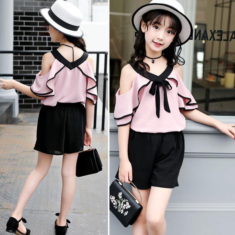 D-baby 0-11y New Fashion Girl Top + Short Pants Suit, 2PCS Fashion Suit, Girl Suit