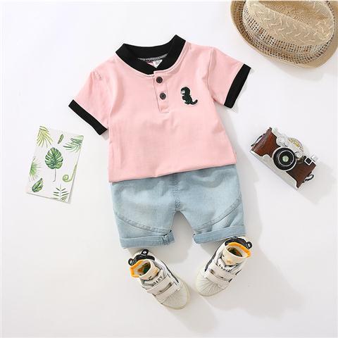 D-baby Hot New 2Pcs Fashion Baby Boys Top+Pants Clothes Set Cotton Material Infant Clothing Set