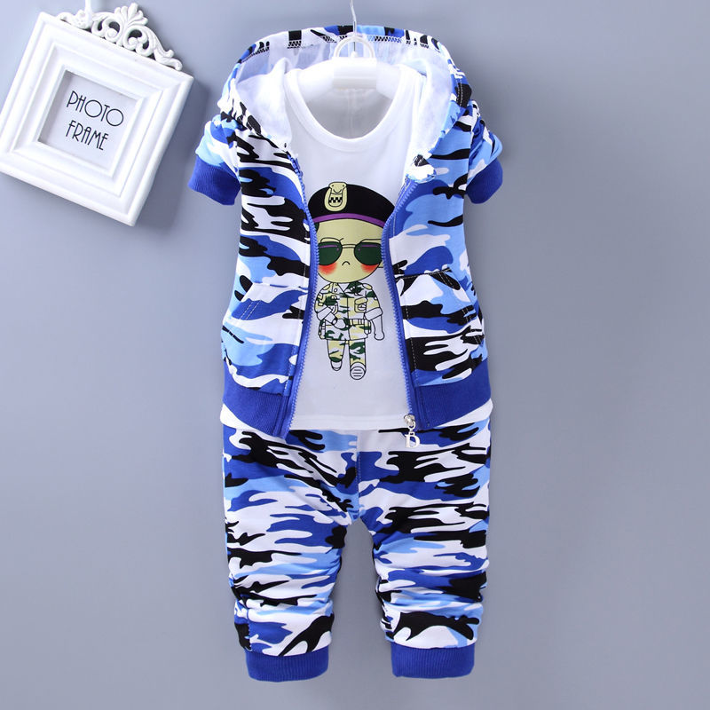 D-baby 0-5y Kids camouflage Hoodied Jacket+T Shirt+Pants 3 Pcs Children Sport Suits Boys Clothes Set