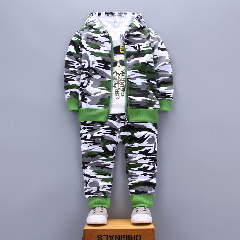 D-baby 0-5y Kids camouflage Hoodied Jacket+T Shirt+Pants 3 Pcs Children Sport Suits Boys Clothes Set