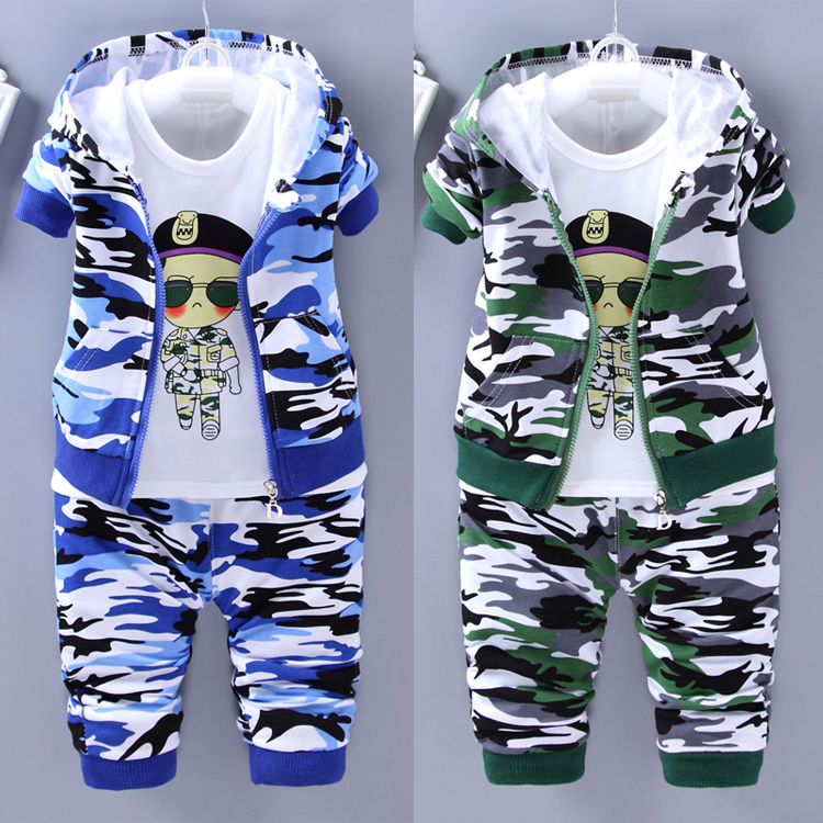 D-baby 0-5y Kids camouflage Hoodied Jacket+T Shirt+Pants 3 Pcs Children Sport Suits Boys Clothes Set