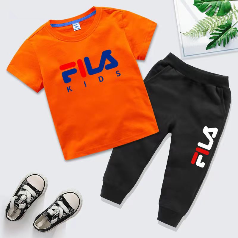 D-baby 2 Pcs 0-10y Boys Clothes Set Cartoon T-shirt and Pants Cotton Kids Summer Wear