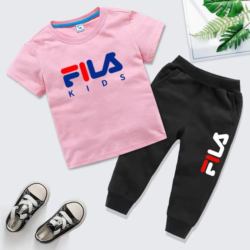 D-baby 2 Pcs 0-10y Boys Clothes Set Cartoon T-shirt and Pants Cotton Kids Summer Wear