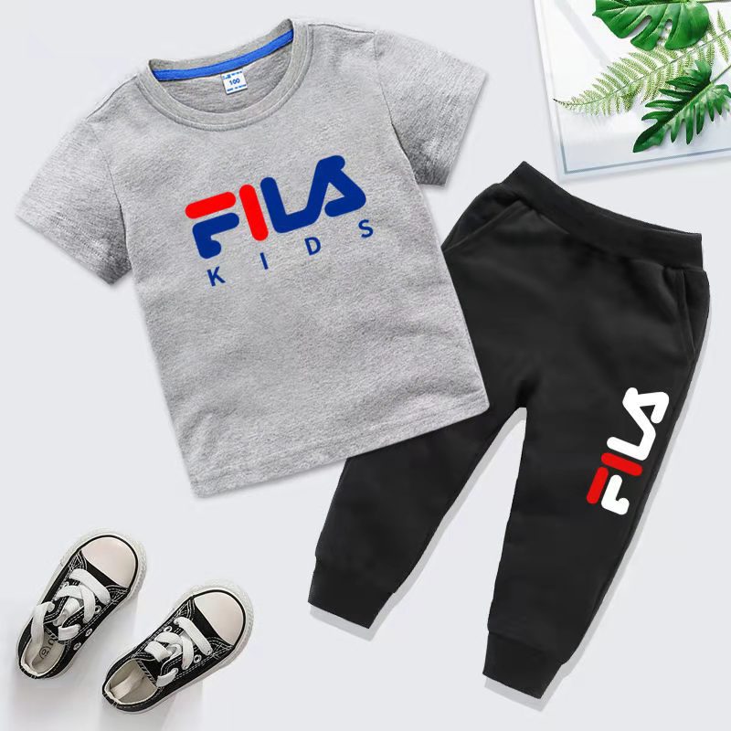 D-baby 2 Pcs 0-10y Boys Clothes Set Cartoon T-shirt and Pants Cotton Kids Summer Wear