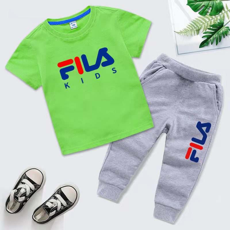 D-baby 2 Pcs 0-10y Boys Clothes Set Cartoon T-shirt and Pants Cotton Kids Summer Wear