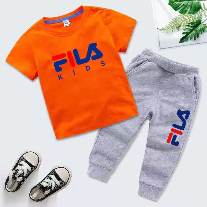 D-baby 2 Pcs 0-10y Boys Clothes Set Cartoon T-shirt and Pants Cotton Kids Summer Wear