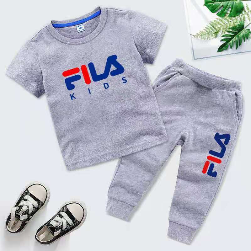 D-baby 2 Pcs 0-10y Boys Clothes Set Cartoon T-shirt and Pants Cotton Kids Summer Wear