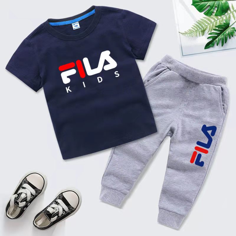 D-baby 2 Pcs 0-10y Boys Clothes Set Cartoon T-shirt and Pants Cotton Kids Summer Wear