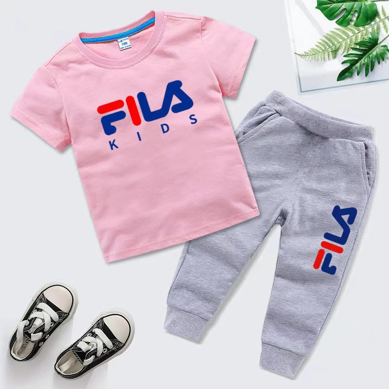 D-baby 2 Pcs 0-10y Boys Clothes Set Cartoon T-shirt and Pants Cotton Kids Summer Wear