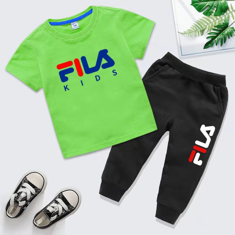 D-baby 2 Pcs 0-10y Boys Clothes Set Cartoon T-shirt and Pants Cotton Kids Summer Wear