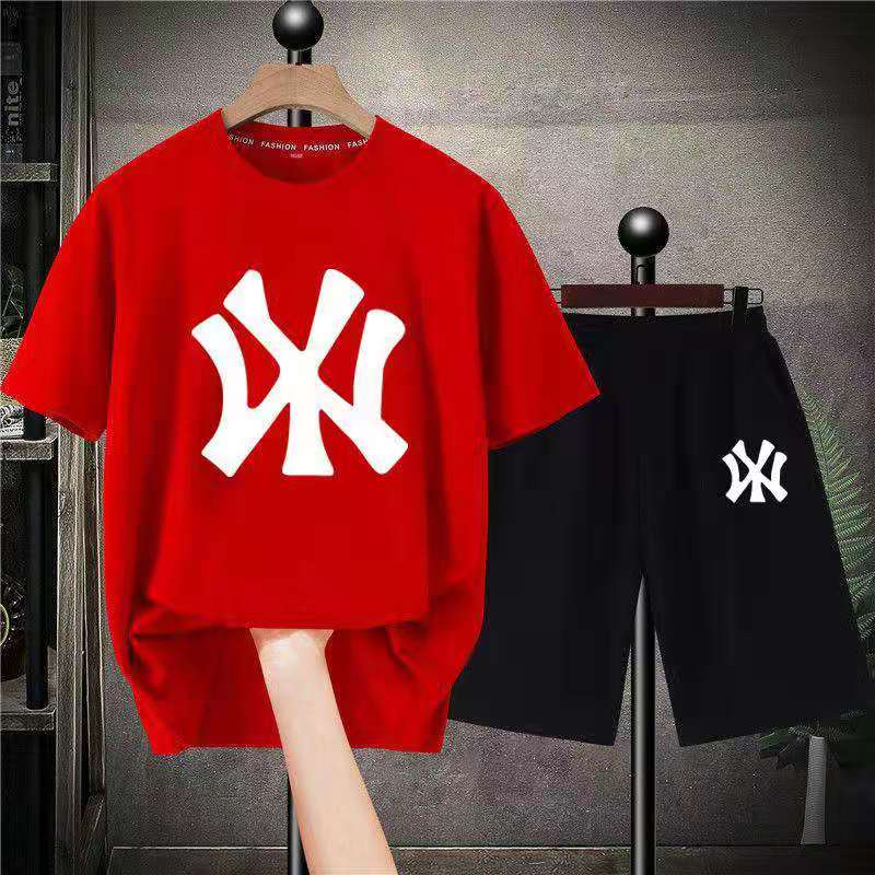 D-baby 2Pcs 10-50kg Boys Girls Cotton Clothes Printing Top And Short Kids Summer Wear Kids Suits