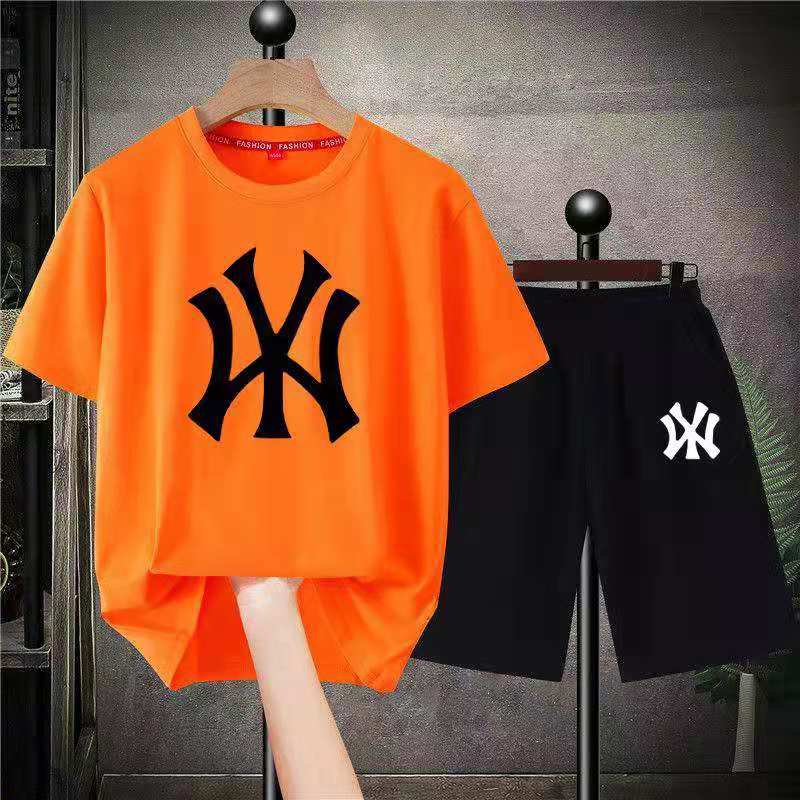 D-baby 2Pcs 10-50kg Boys Girls Cotton Clothes Printing Top And Short Kids Summer Wear Kids Suits