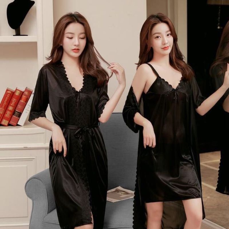 2pcs/Set 35-105Kg Sexy lace Women Nightwear Nightdress Sleepwear Sleeping Night Dress Gowns Ladies