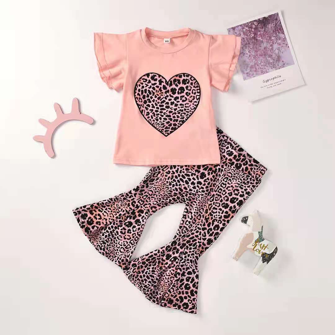 D-baby Kids Girls Clothes Suits Tops +Pants Kids Clothing Set