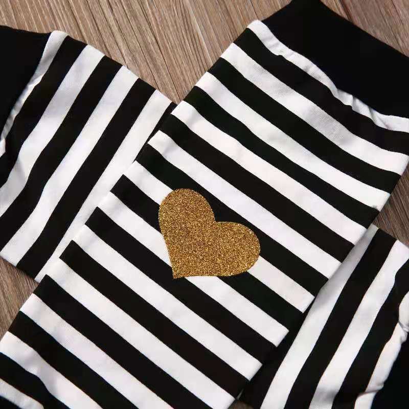 D-baby Children&apos;s clothing Newborn Baby Girl Romper Tops Headband Leg Warmer 3pcs Outfit Set