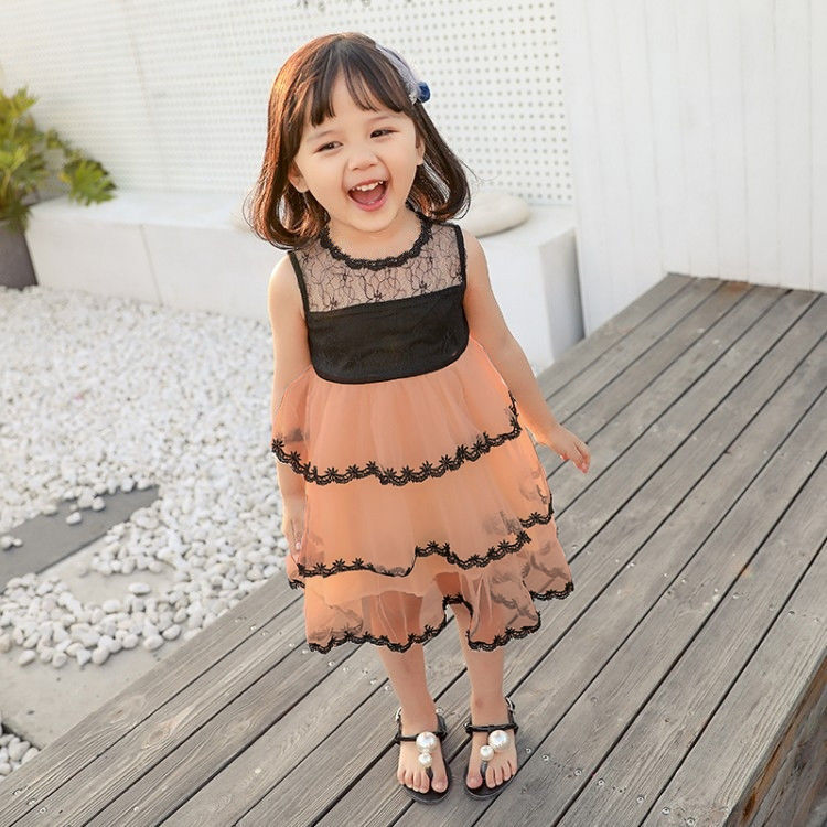 D-baby 1-8y Children&apos;s clothing Baby Girls Princess Dress Party Costume Dot Flower With a belt