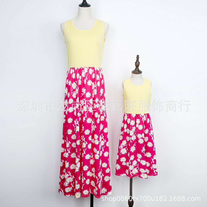D-baby Promotion Clearance 1PC Mother or BABY Girl Milk Silk Dress flower Summer Casual Dresses