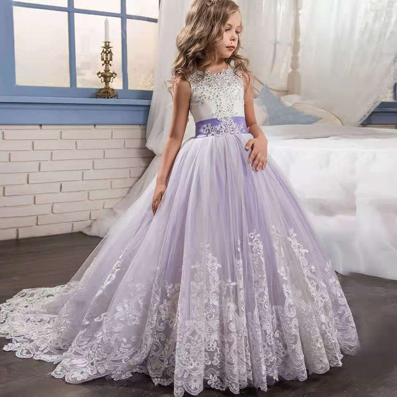 D-baby Girl Dress Bridesmaid Pageant Gown Dress Girl Kids Dresses for Girls Teenager Party Wedding Clothes