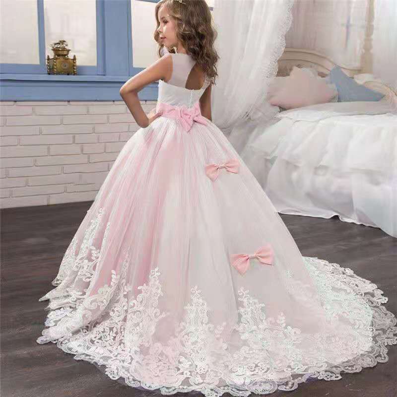 D-baby Girl Dress Bridesmaid Pageant Gown Dress Girl Kids Dresses for Girls Teenager Party Wedding Clothes