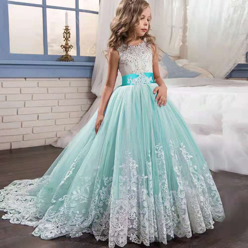 D-baby Girl Dress Bridesmaid Pageant Gown Dress Girl Kids Dresses for Girls Teenager Party Wedding Clothes