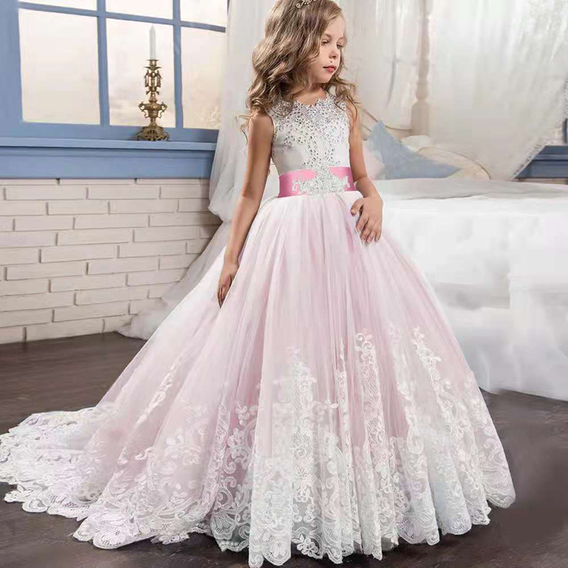 D-baby Girl Dress Bridesmaid Pageant Gown Dress Girl Kids Dresses for Girls Teenager Party Wedding Clothes