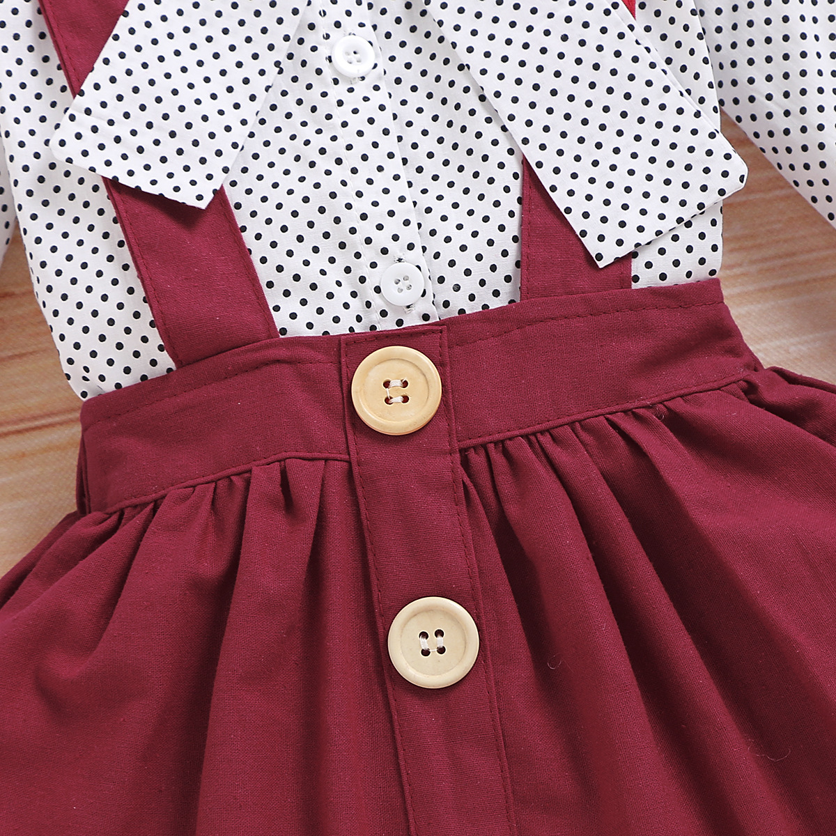 Autumn 80-120cm 3PCS Kids Baby Girls Dots Tops Dress Skirt Bow Headband Party Clothes Outfits Set
