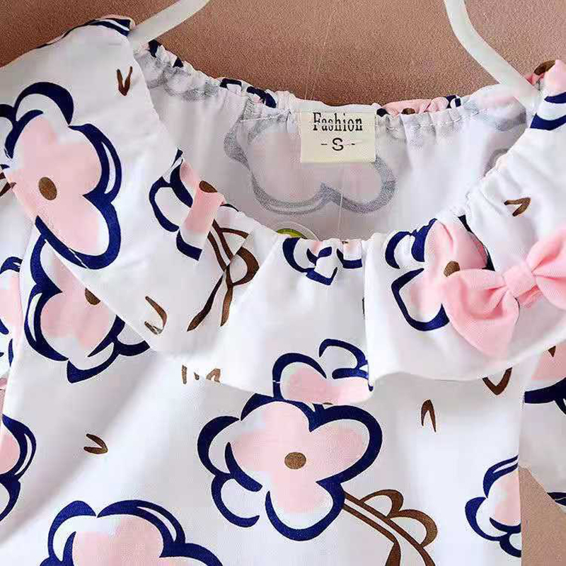 D-baby summer new girls short sleeve shorts flowers two-piece baby sweet suit