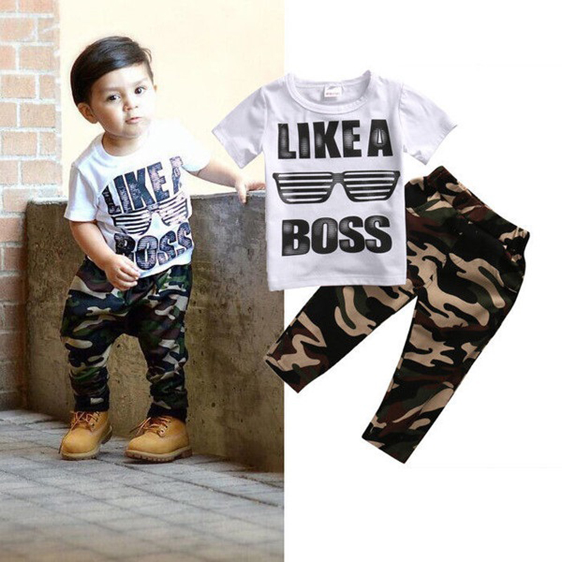 D-baby Newborn Baby Boys Girls Clothing Set Boutique Toddler Outfit 2pcs Shirt+Pants