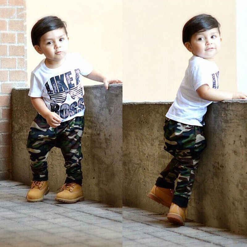 D-baby Newborn Baby Boys Girls Clothing Set Boutique Toddler Outfit 2pcs Shirt+Pants