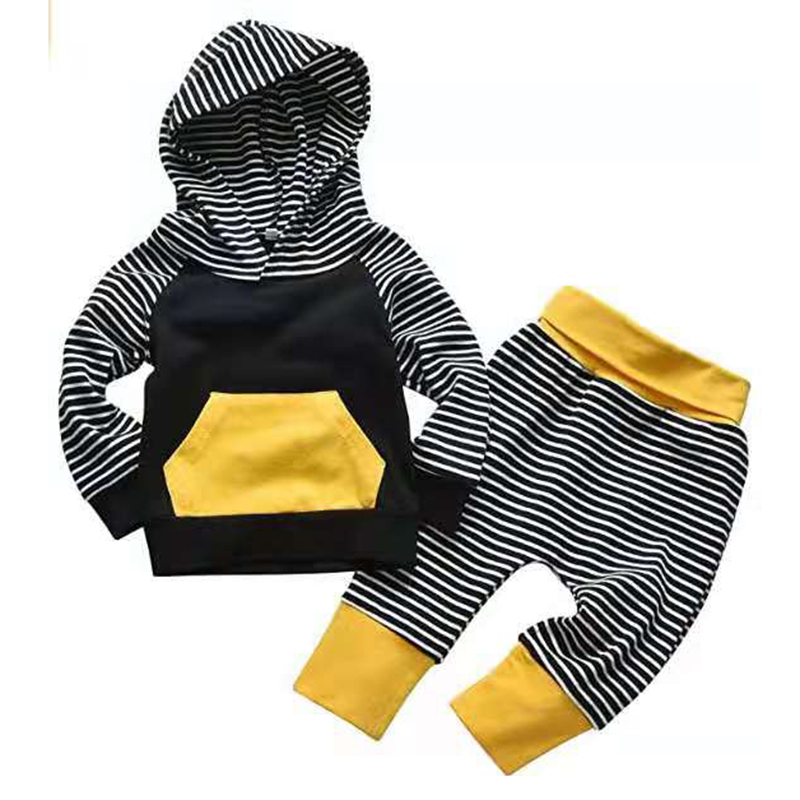 D-baby Autumn 2Pcs 0-2y Boys Girls Cotton Clothes Bear Printing Shirt And Pants Kids Wear Boys Clothes Suit