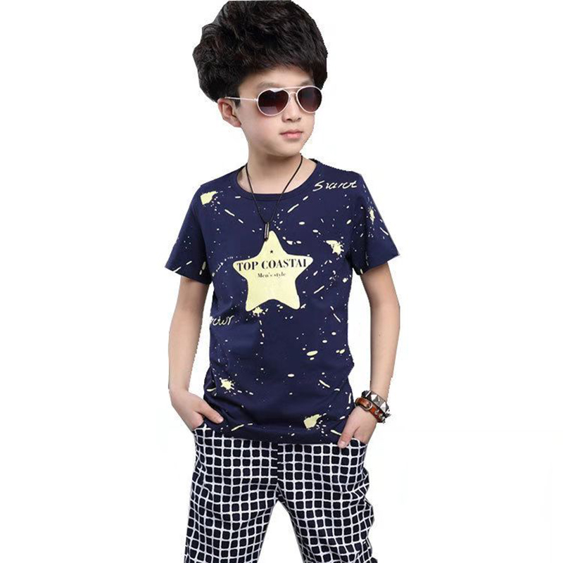 D-baby 2-13y 2PCS Cool Baby Boy Summer Clothing Set Toddler Outfit Shirt+Pants Outfits Set Clothes