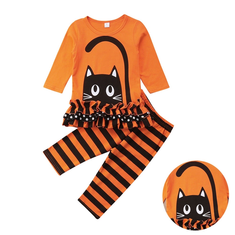 D-baby 1-6y Toddler Girls Kids Halloween girls cotton home clothes Tops+Pants Leggings Outfits Set