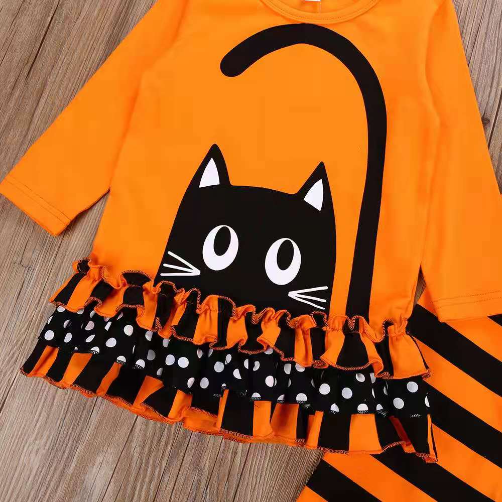 D-baby 1-6y Toddler Girls Kids Halloween girls cotton home clothes Tops+Pants Leggings Outfits Set