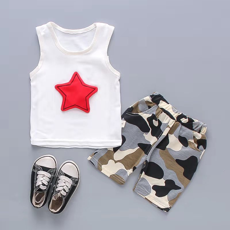 D-baby 2Pcs Kids Baby Girls Boys Rabbit/Dinosaurs Print Sleeveless Top+ Shorts Outfits Clothes Set
