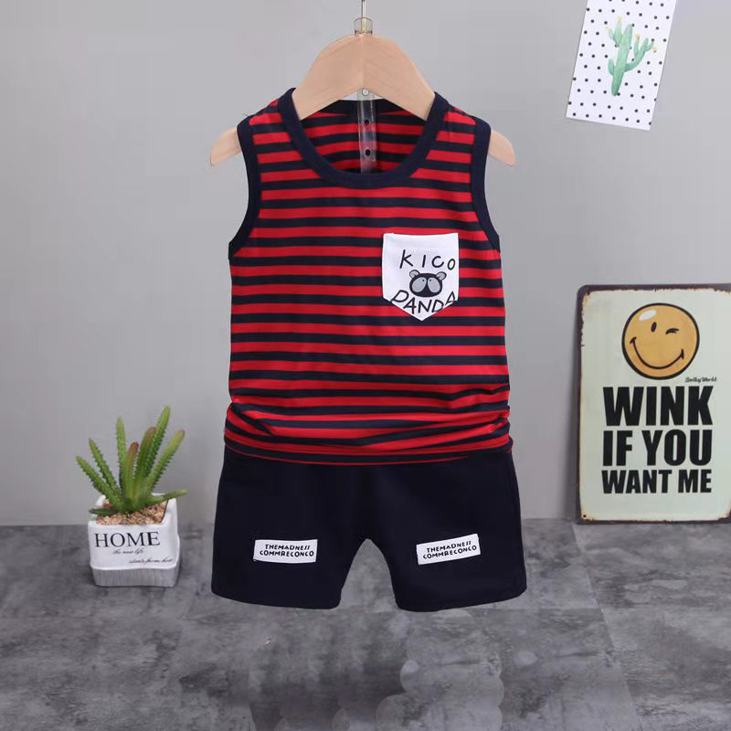 D-baby 2Pcs Kids Baby Girls Boys Rabbit/Dinosaurs Print Sleeveless Top+ Shorts Outfits Clothes Set