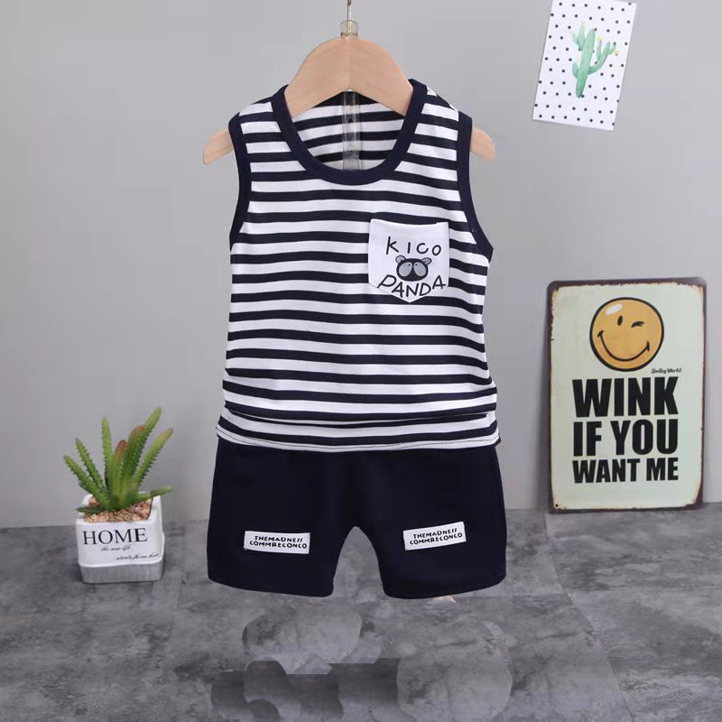 D-baby 2Pcs Kids Baby Girls Boys Rabbit/Dinosaurs Print Sleeveless Top+ Shorts Outfits Clothes Set
